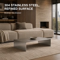 Table basse KINNO en acier inoxydable 304, 80x50x30cm, rectangulaire, finition brossée sablée, pour salon moderne, OEM ODM