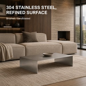 <span class=keywords><strong>Table</strong></span> basse KINNO en acier inoxydable 304, 80x50x30cm, rectangulaire, finition brossée sablée, pour salon moderne, OEM ODM - Product Image 2