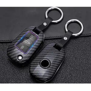 carbon fiber Car Key Case Cover Shell Protection for peugeot 308 508 3008 5008 2008 408 auto styling accessories keychain holder