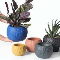 Pots de cactus succulents décoratifs de table de maison bon marché logo personnalisé mini pots ronds en béton moules de pots de fleurs en ciment