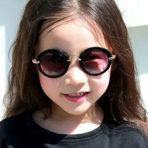 Kacamata Hitam Vintage Bayi UV400 Anak-anak, Kacamata Berwarna Retro Bingkai Bulat untuk Anak Laki-laki dan Perempuan