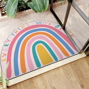 Alfombra Moderna Abstracta Geométrica Semicircular para Entrada, Uso Interior, Resistente a las Manchas, Antideslizante, de Fibra de Poliéster - Product Image 4