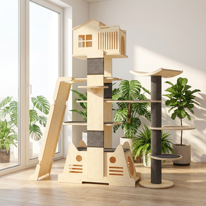 Arbre à <span class=keywords><strong>chat</strong></span> classique de luxe exclusif en bois massif, multi-zones, hauteur réglable, mobilier de loisirs intérieur écologique - Product Image 1