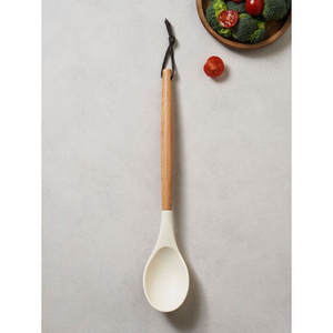 Cuillère de cuisson en silicone avec manche en bois de 31 cm, ensemble d'outils de cuisine 19 pièces, accessoires et cuillères de cuisine essentiels pour la maison - Product Image 1