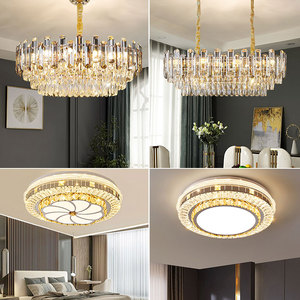 Luminaire suspendu réglable en cristal doré pour salon, hall, salle à manger, chambre à coucher - Product Image 4