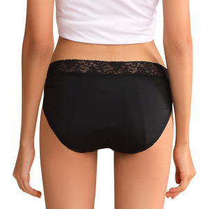 Shanhao listo para enviar, bragas a prueba de fugas de cintura de encaje, ropa interior posparto de algodón orgánico, bragas para el período menstrual para mujer - Product Image 6
