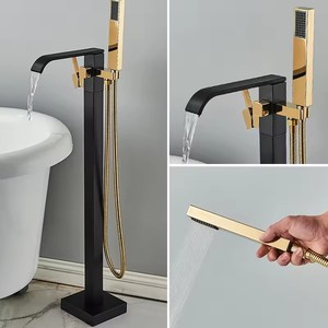 Sang Trọng Màu Đen Brass Phòng Tắm Vòi Nước Tầng Thường vụ Thiết Kế Duy Nhất Xử Lý Nước Nóng Và Lạnh Nhúng Thiết Kế Đơn Giản Bồn Tắm Mixer - Product Image 3