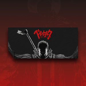 Tapis de bureau <span class=keywords><strong>gaming</strong></span> anime Berserk Guts sur mesure, grande taille, pour clavier et souris, base antidérapante en caoutchouc, design noir et rouge - Product Image 2