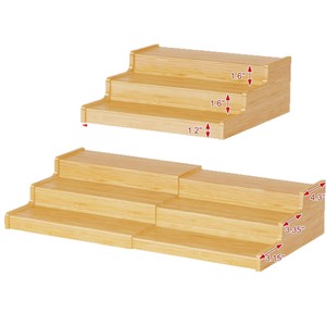 Étagère à épices en bambou à 3 niveaux, extensible, pour le rangement des assaisonnements, organisateur de comptoir réglable pour la cuisine - Product Image 1