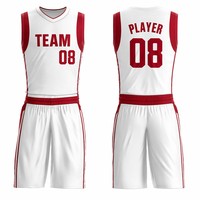 Seragam Basket Amerika Kustom Pabrik, Sublimasi, Tanpa Lengan, Kerah V, dengan Nama dan Nomor Personalisasi OEM