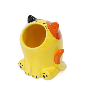 Cendrier en céramique en forme de chat mignon, blanc et jaune, décoration de bureau pour la maison, le salon, cadeau - Product Image 5