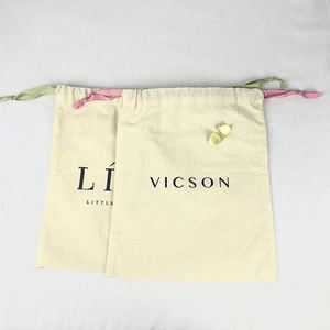 Promotion Customized Organic Cotton <b>Drawstring</b> Shopping Bag Reusable Cotton Storage Bag Cotton Jewelry <b>Pouches</b> With Silk Ribbon - Product Image 5