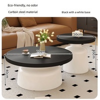 Table basse multifonctionnelle en acier écologique, durable et de luxe léger, design moderne italien pour salon, ronde, noir/blanc