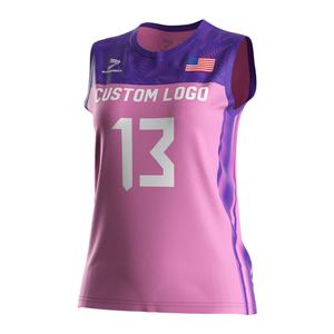 Camiseta de Voleibol sin Mangas con Costuras Reforzadas y Estampado Personalizado, Jersey Rosa para Equipo de Voleibol Femenino - Product Image 1