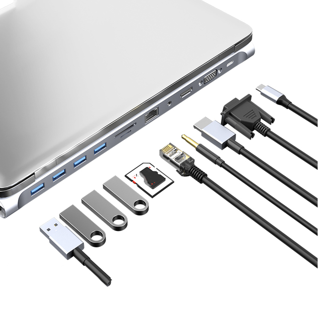 Multi port Dock Hub PD Charging for Laptop Switch OEM USB C 4K VGA Adapter