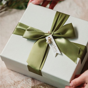 Holiday Gift Packaging Set with Bow and Ribbon Recycled Materials Rigid <b>Boxes</b> and Gift Bags - Product Image 3
