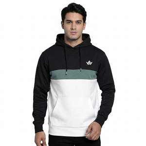 Sweat-shirt à capuche pour homme avec poche, coupe classique, décontracté, noir, blanc, vert, en polaire, pour l'automne - Product Image 1