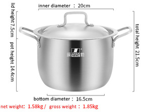 Zhengneng Nhà Máy Bán Hàng Trực Tiếp Thép Không Gỉ Hiện Đại Cổ Phiếu Súp Nấu Ăn Nồi Nắp 20Cm 4L Công Suất Đôi Xử Lý Cho Nhà Bếp Sử Dụng - Product Image 6