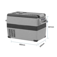 24V Compresseur Rechargeable Double Zone Mini Réfrigérateur Électrique Voiture 45L Congélateur de Table pour Boissons Fraîches et Poisson pour Camping