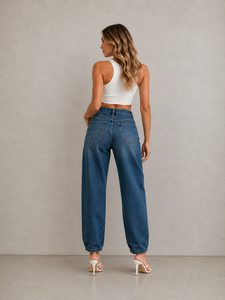 Pantalon Harem en Jean Tricoté Taille Haute Premium 2026 pour <span class=keywords><strong>Femme</strong></span> – Confort Décontracté et Élastique - Product Image 3