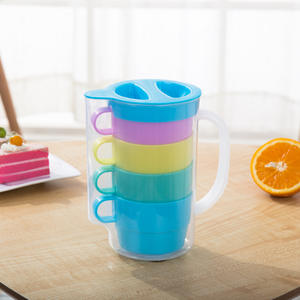 Jarra <span class=keywords><strong>de</strong></span> plástico con sello hermético <span class=keywords><strong>de</strong></span> 30 onzas con tapa y tazas para jugo casero, té helado, leche - Product Image 4
