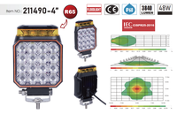 4-Zoll LED Quadratisches Weißes Arbeitslicht mit Stroboskop-Funktion, Bernsteinfarbenes Blitzlicht, Warnleuchte, Flutlicht für Geländefahrzeuge, Gabelstapler, LKW, Anhänger