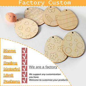 Suministros para la Fiesta de Pascua 2024, Piezas Colgantes, Virutas de Madera Pintadas para Manualidades, Huevos de Madera Hechos a Mano para Niños - Product Image 5
