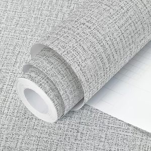 Papel tapiz de lino gris 3D, papel tapiz de pelar y pegar, papel de contacto gris, papel de pared extraíble autoadhesivo, <span class=keywords><strong>vinilo</strong></span> <span class=keywords><strong>para</strong></span> pared de gabinetes - Product Image 1