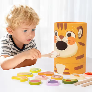 Nuevos <span class=keywords><strong>juegos</strong></span> de alimentación de madera para niños, jardín de infantes cognitivo, habilidades motoras finas y juguetes educativos de aprendizaje para niños y niñas - Product Image 3