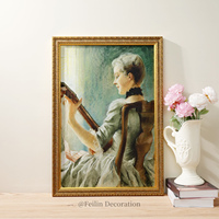 Tableaux de paysages européens et fleurs, impressions vintage, art mural, articles de décoration intérieure en bois, toiles de luxe à suspendre