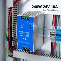 Alimentation sur rail DIN 240W 24V 10A à sortie unique, commutée AC 90-264V, PFC actif, compacte, pour automatisation industrielle LEYU NDR-240 2