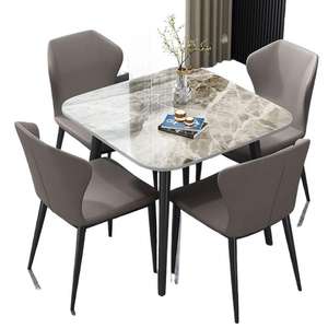 Nordic Style <b>Dining</b> <b>Table</b> Set <b>4</b> Piece Square Marble Top <b>Space</b> <b>Saving</b> Modern <b>Dining</b> Room Furniture - Product Image 5
