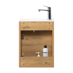TONA <span class=keywords><strong>Meuble</strong></span>-lavabo mural moderne en bois grainé, résistant à l'eau, avec miroir LED 400 mm, écologique, pour petite <span class=keywords><strong>salle</strong></span> <span class=keywords><strong>de</strong></span> <span class=keywords><strong>bain</strong></span> - Product Image 5