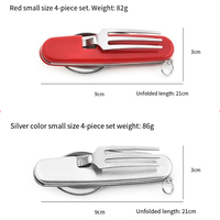 6 en 1 – Couverts de camping pliables en acier inoxydable de qualité alimentaire avec logo personnalisé – Outil multifonction de poche écologique
