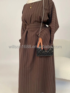 Premium Casual Abaya <span class=keywords><strong>per</strong></span> donne musulmane Chic tasche solide abbinate cintura allentata <span class=keywords><strong>per</strong></span> <span class=keywords><strong>abbigliamento</strong></span> da <span class=keywords><strong>donna</strong></span> Chic da <span class=keywords><strong>ufficio</strong></span> - Product Image 3