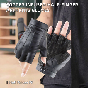 Compression <b>Arthritis</b> Gloves Half Magnetic Fingerless Copper Infused Spandex Unisex Gym Use <b>Hand</b> <b>Support</b> Health Therapy Gloves - Product Image 2