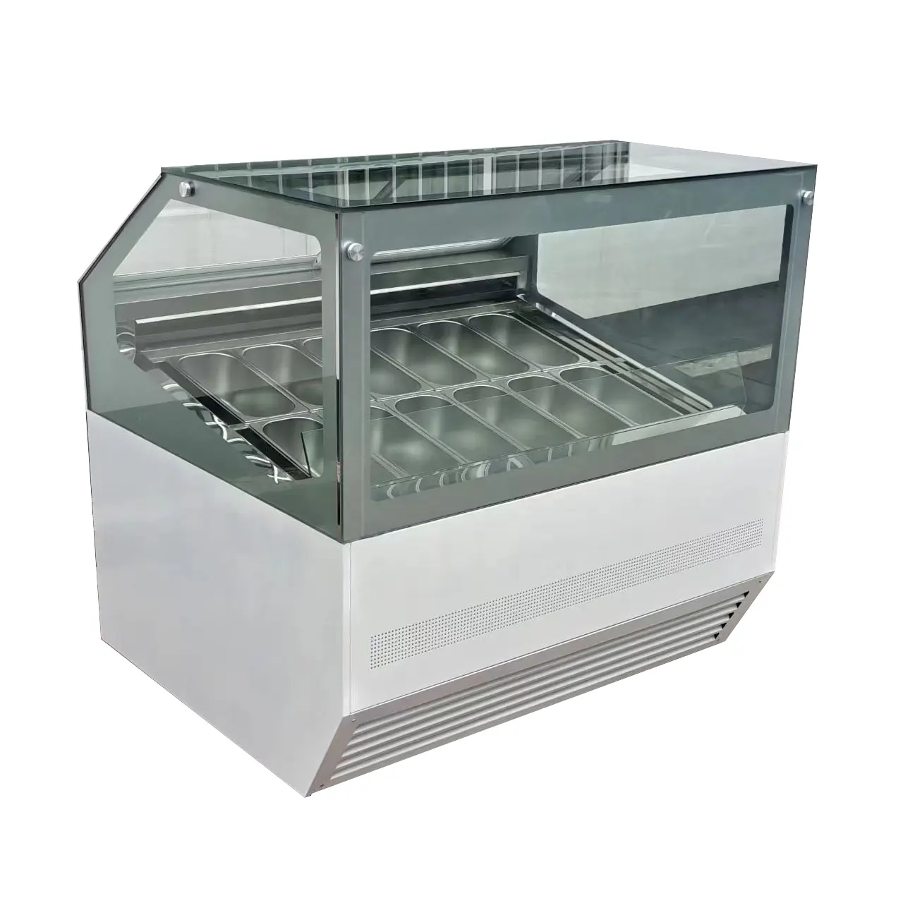 110V/220V vendita calda 12-14-16pans gelateria vetrina, gelato italiano display freezer con CE