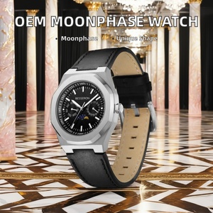 Montre innovante OEM à phases lunaires pour homme, chronographe en acier inoxydable, montres habillées, personnalisation du logo OEM, montre-bracelet avec image - Product Image 3