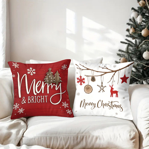 Coussins décoratifs de Noël pour une ambiance chaleureuse dans le salon, avec des sapins, des rennes et des flocons de neige pour la saison des fêtes. - Product Image 3