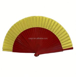 Abanico de Mano de Arte Folclórico Español Flamenco, 9 Pulgadas (23 cm), Pintado, Hecho de Madera y Tela, Negro con Borde Rojo - Product Image 2