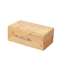الخشب الطبيعي الخيزران صندوق تخزين طاولة مطبخ المنظم كبير مربع الخبز