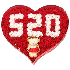 Jabón de Silicona Ecológico de Lujo en Forma de Corazón, Caja de Regalo con Flores de Jabón Artificiales y Diamantes de Imitación para el Hogar Moderno y Bodas - Product Image 6