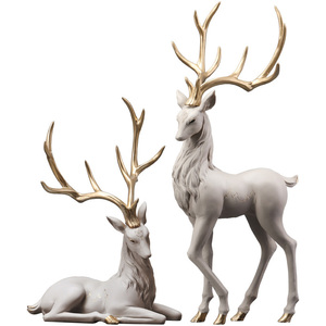 Decorazione europea per la casa in resina di cervo scultura di piccoli mobili da ufficio decorazione con motivo animale per regali di nozze - Product Image 2