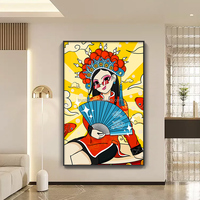 Peinture décorative personnalisée de luxe en aquarelle, portrait, horloge LED électronique, fond abstrait, toile écologique