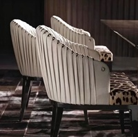 Nouvelle Chaise de Salle à Manger de Style Nordique, Luxe, en Tissu Similicuir Imprimé Léopard, Bois de Frêne Massif, pour Villa