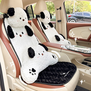 Coussin de siège de voiture en peluche Panda mignon, épais, chaud, décoratif pour l'hiver, housse de siège antidérapante pour l'intérieur de la voiture - Product Image 1