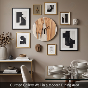 Orologio <span class=keywords><strong>da</strong></span> <span class=keywords><strong>Parete</strong></span> <span class=keywords><strong>in</strong></span> <span class=keywords><strong>Legno</strong></span> Bianco Contemporaneo con Display Meccanico a Lancette, Resina Epossidica, Stile Antico, Materiali Ecologici - Product Image 4