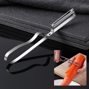 Stainless Steel Double Headed Peeler For Fruit And Vegetable Kitchen <b>Tool</b> Handheld Scraping Knife - Product Image 1