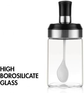 Glass Seasoning Tank Kitchen Clear Spice <b>Bottles</b> Pepper Spoon Seasoning Jars Oil <b>Brush</b> Honey Dispenser - Product Image 2