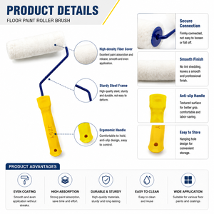 Epoxy Floor <b>Paint</b> <b>Roller</b> Brush Dead-angle-free Medium-pile Industrial & DIY OEM Plastic Bristles Coating Construction Tool - Product Image 2